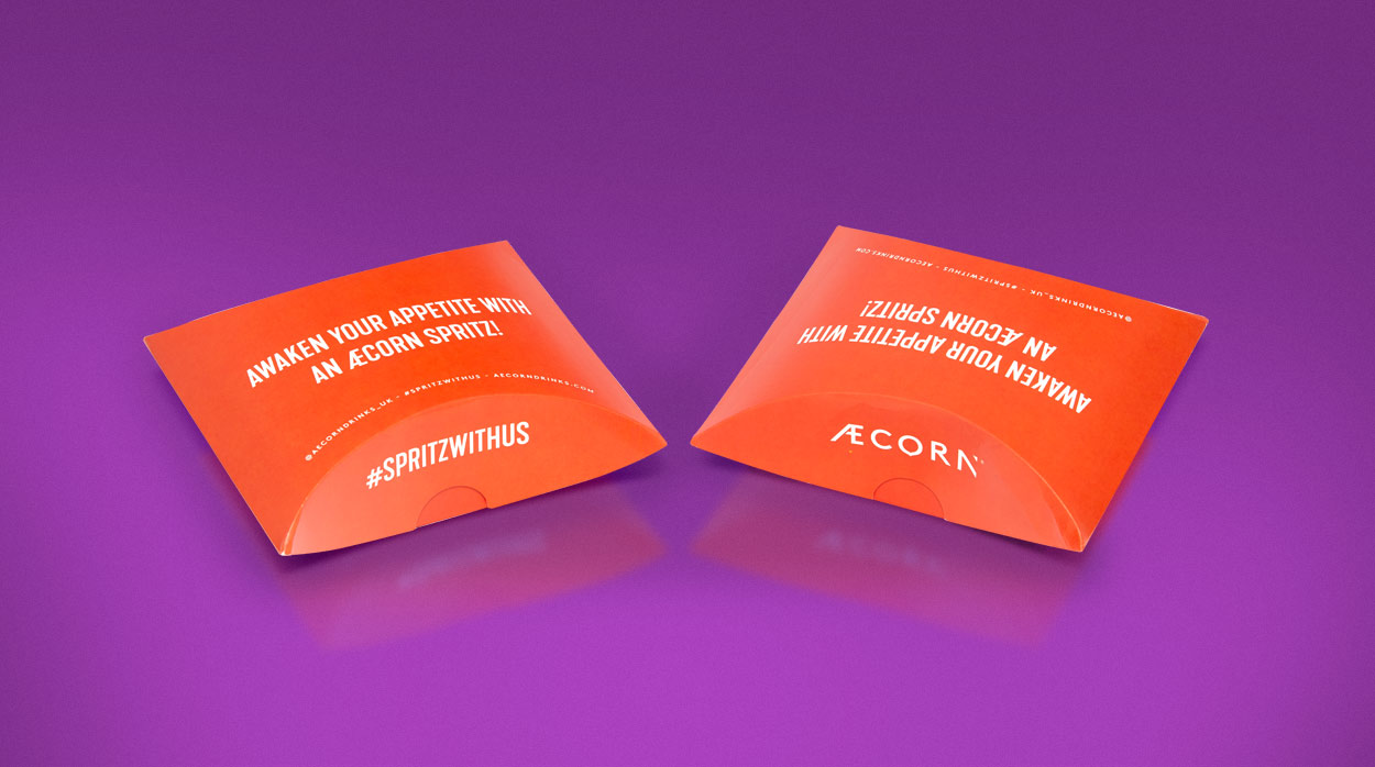 Aecorn Drinks Pillow Box Packaging